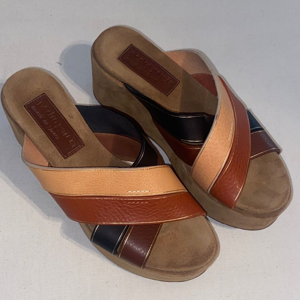 Pedro Garcia Nirou Suede Platform Sandal in Vachetta Women's Size 6 US 36 UE